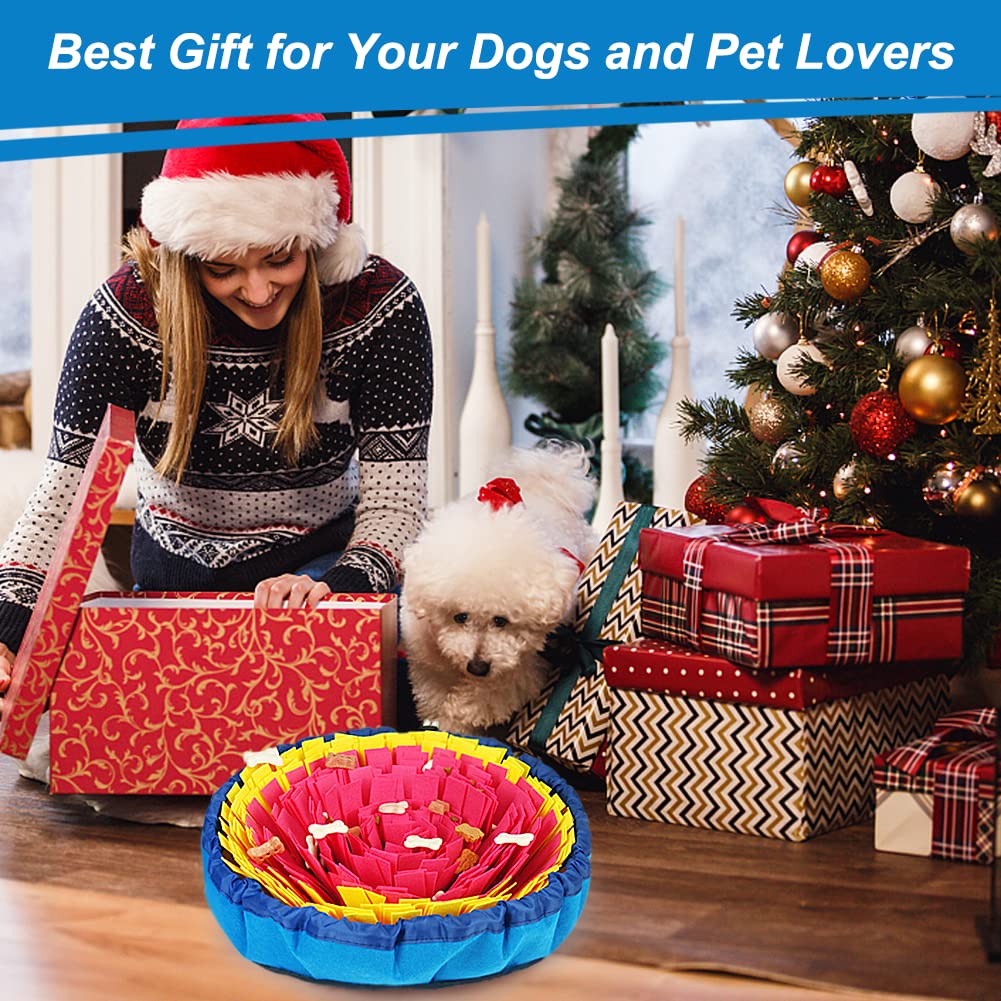 Vivifying Snuffle Mat for Dogs, Interactive Dog Enrichment Toys for Boredom and Mental Stimulation, Adjustable Sniff Mat for Slow Eating and Keep Busy (Red & Yellow)