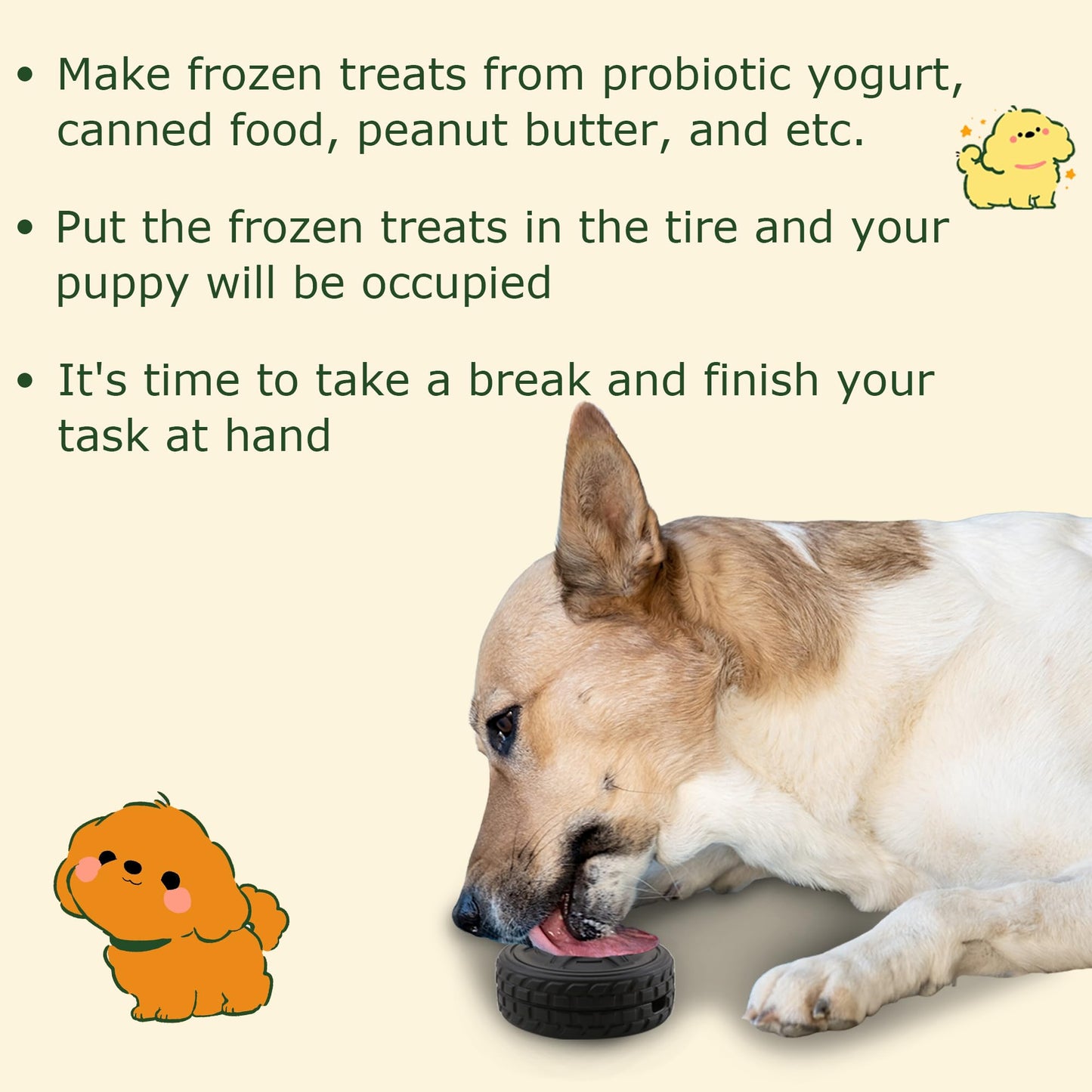 PETFROH 3-in-1 Dog Treat Toy for Aggressive Chewer, Natural Rubber Dog Puzzle, Bully Stick Holder, Frozen Treat Dispensing Toy for Small Medium Large Breeds