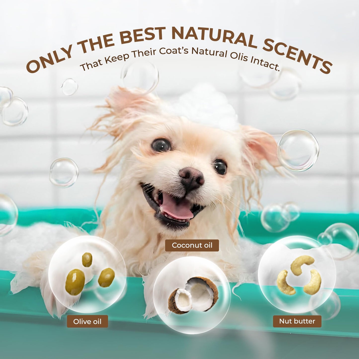 PE4U Natural Pet Shampoo for Dogs & Cats – Smooth Coat, Reduce Shedding & Odor Control – Coconut & Olive Oil Formula - Safe for Sensitive Skin, Hypoallergenic, Relieve Dry Skin - [Shampoo + Ear Drop]
