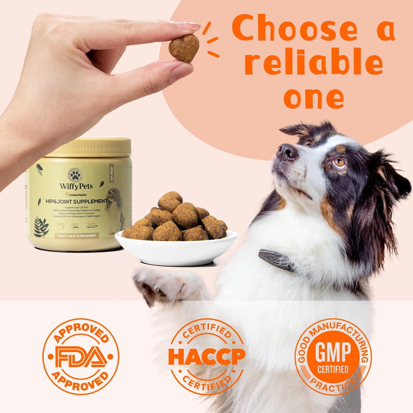 Hip and Joint Supplement Dogs with Glucasamine for Dogs, Hip Pain Relief for Small, Medium and Large Breed, Hip and Joint Chews for Dog MSM, Chondroitin 90 Count, Chicken Flavor