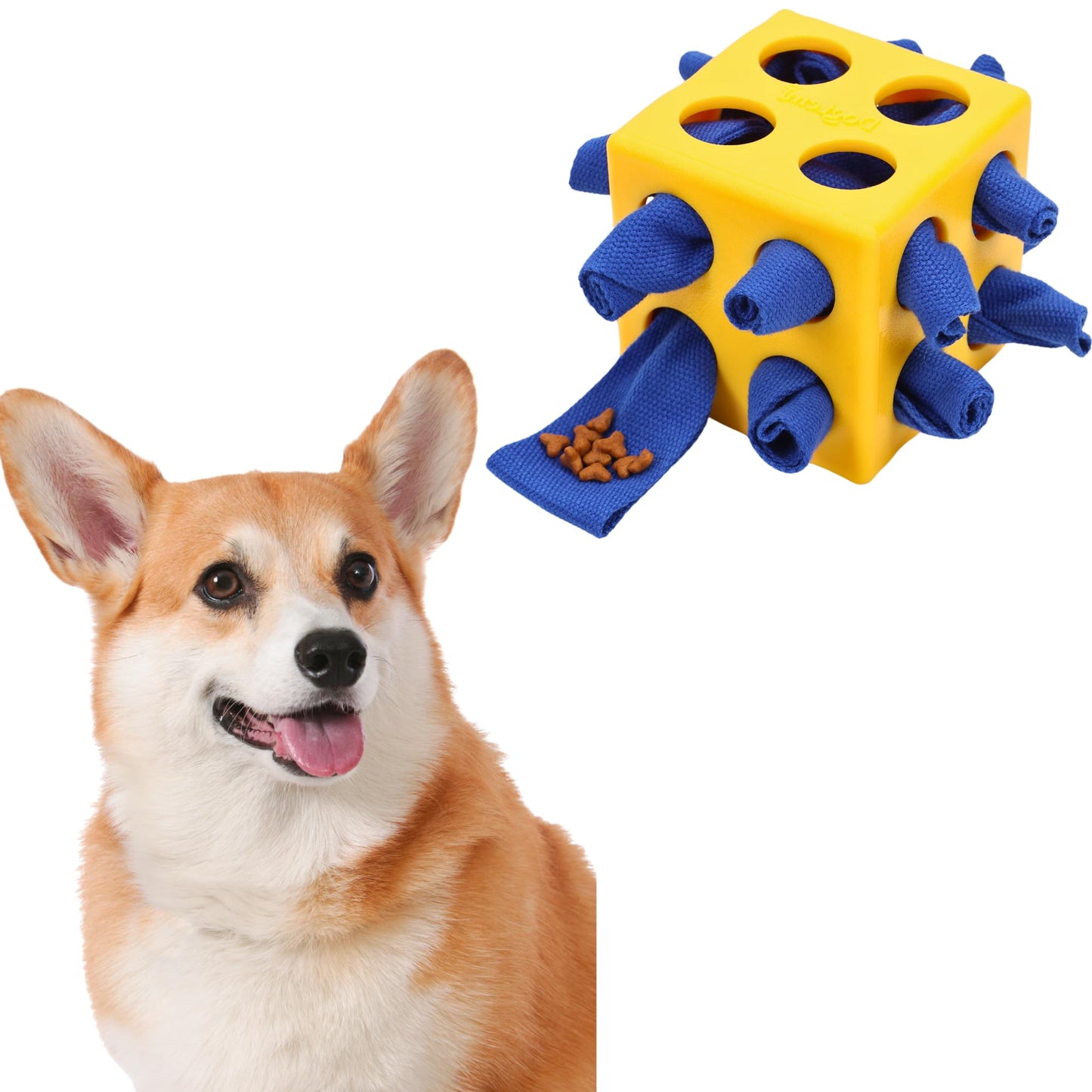 Fossa Dog Enrichment Puzzle Toy, Interactive Snuffle Ball for Dogs Encourage Stimulation Food Foraging Skill, Resistant Rope to Hide Treat for Aggressive Puppy, Small, Medium, Large Dog