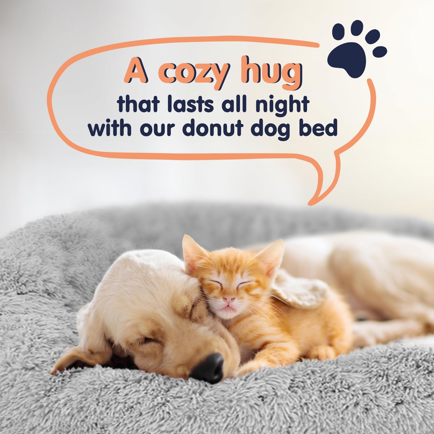 Petloox Donut Dog Bed - Premium Comfort for Anxiety Relief - Fluffy & Calming Design with Ultra-Plush Support | Cozy Round Dog Bed with Super Soft Circle Style