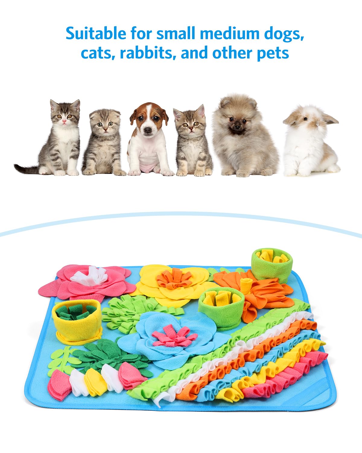 AMIR Snuffle Mat for Dogs, Sniff Mat Slow Feeding, Encourages Natural Foraging Skills, Slow Eating, Help Stress Relief and Training, Large Snuffle Mat, Dog Puzzle Toys, 20 inch