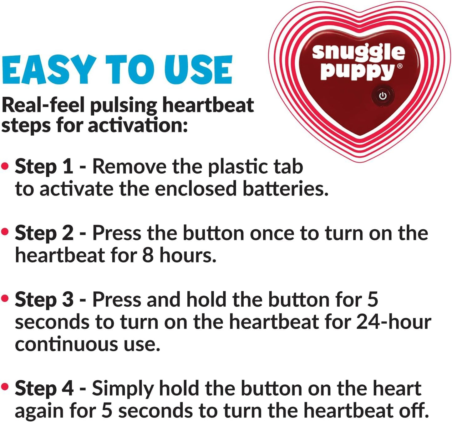 Original Snuggle Puppy Toys - Heartbeat Puppy for Dogs - Pet Anxiety Relief and Calming Aid - Comfort Dog Toys for Behavioral Training - Plus 6 Heat Packs