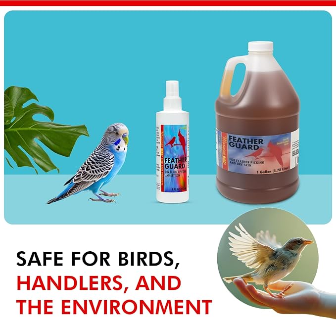 Morning Bird Feather Guard Spray for Birds 1 Gallon Refill – Soothes Irritation & Itchy Skin – Reduces Feather Picking – Promotes Healing & Feather Growth – Safe Daily Skin Care Formula