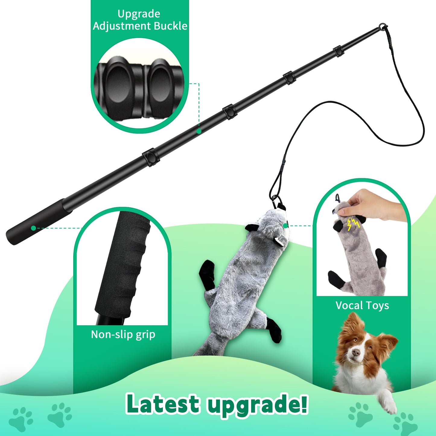 AmaCielo Flirt Pole for Dogs, Interactive Toys Tug-of-war for Dogs, Five-Section Retractable Adjustable Length,for Outdoor Exercise & Training for Small Medium Large Dogs