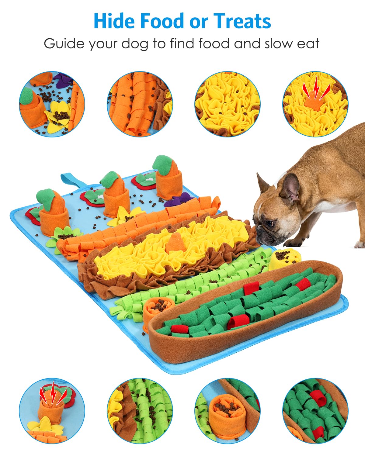 AMIR Dog Snuffle Mat – Slow Feeding & Foraging Puzzle Toy for Dogs, Snuffle Mat for Dogs, Large 32 * 20 Inch Sniffing Mat to Encourage Natural Instincts, Reduce Anxiety & Promote Mental Stimulation