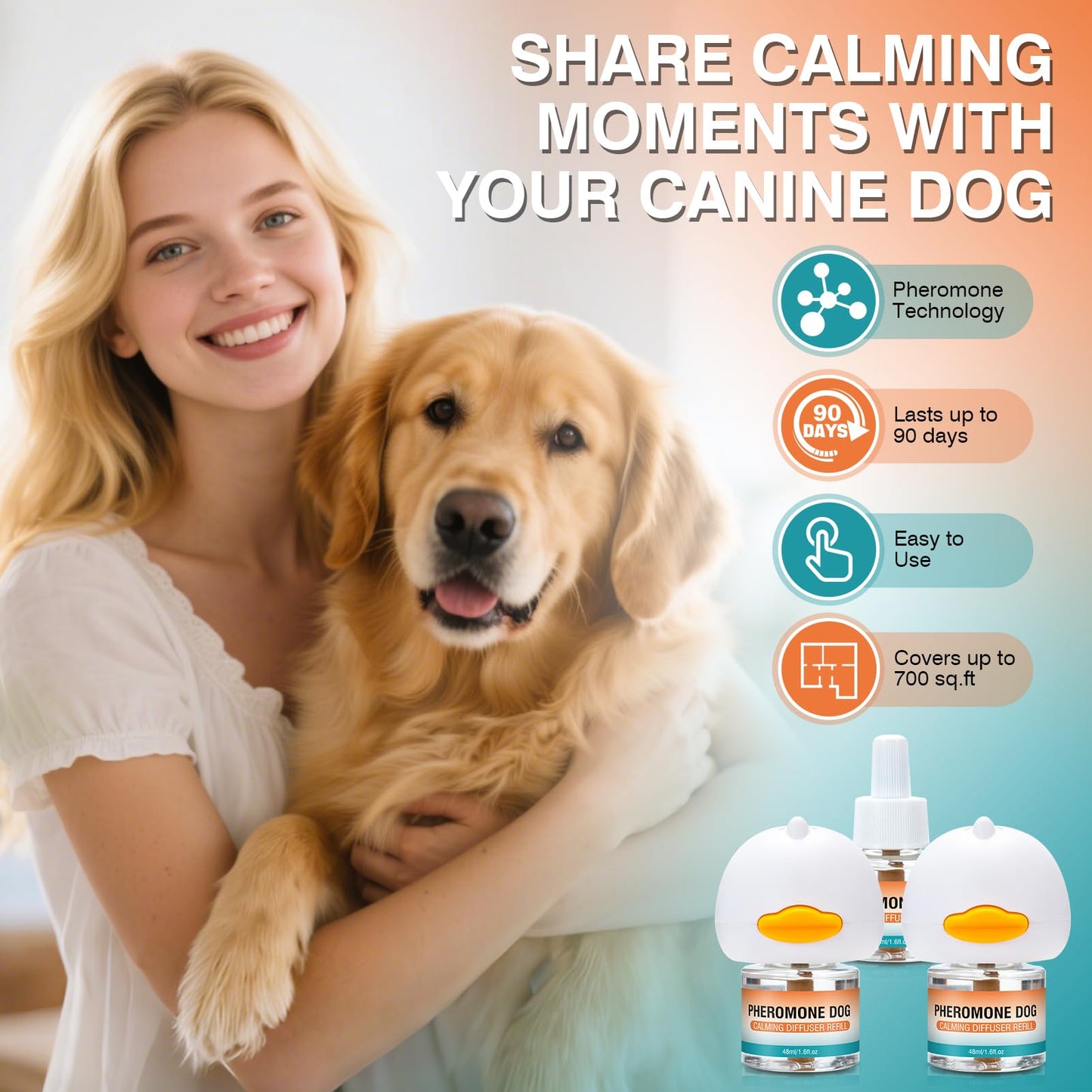 JTEWZX Advanced Kit Appeasing Pheromone Diffuser forFighting Barking Stress Dog Calming Pheromones Diffuser