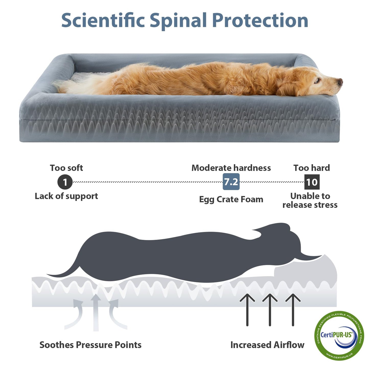 WNPETHOME XL Extra Large Dog Bed, Washable Dog Couch with Removable Waterproof Cover, Orthopedic Large Pet Sofa Bed with Bolster Sides for Sleeping