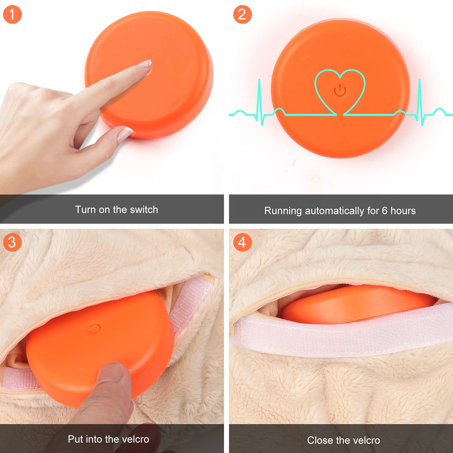 OKAMDERT Heartbeat Puppy Toy,Puppy Separation Anxiety Toy, Puppy Behavioral Training Aid for Dog Sleep Aid Plush, Pet Companion Smart Dog Toys,Beige