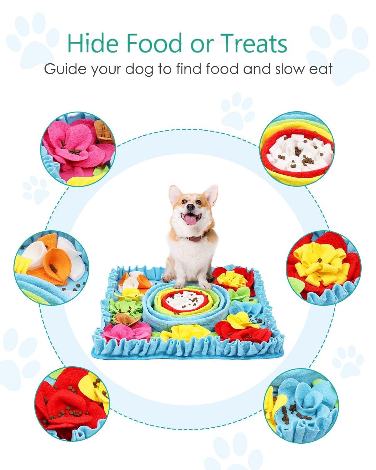 ORIA Snuffle Mat for Dogs, 20''x20'' Mental Stimulation Toy for Anxiety Relief & Boredom, Dog Foraging Mat & Slow Feeder Sniff Mat for Small Medium Large Breeds