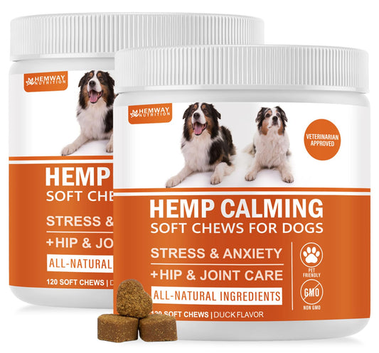 Hеmp Calming Chews for Dogs - Duck Flavor Soft Chews - Dog Calming Treats Supplement for Storm Anxiety, Sleep, Relaxing, Separation Aid, Stress, Hyperactivity Relief - All Ages & Sizes - 240 Count