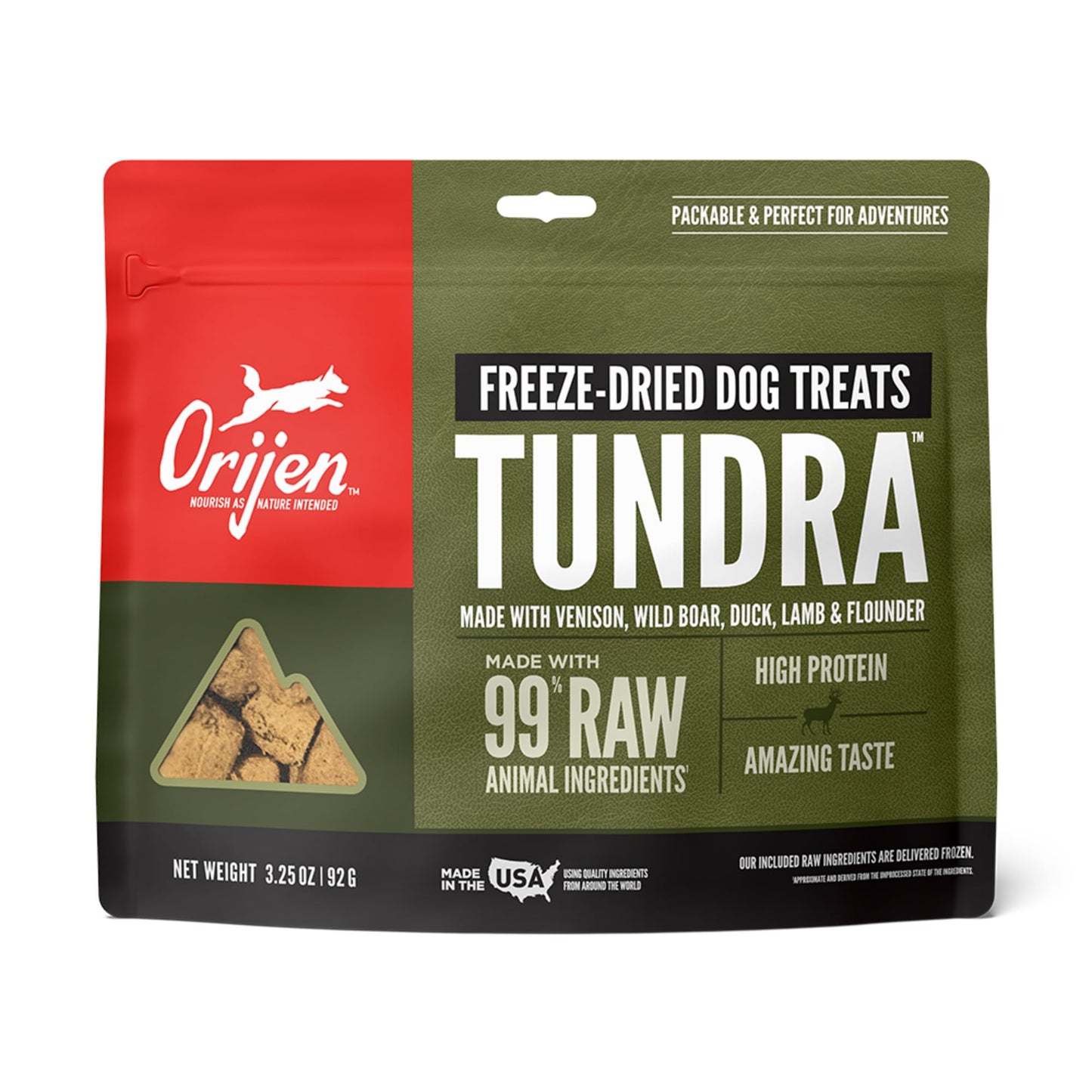 ORIJEN Grain Free High Protein Freeze Dried Dog Treats Tundra Recipe 3.25oz Bag