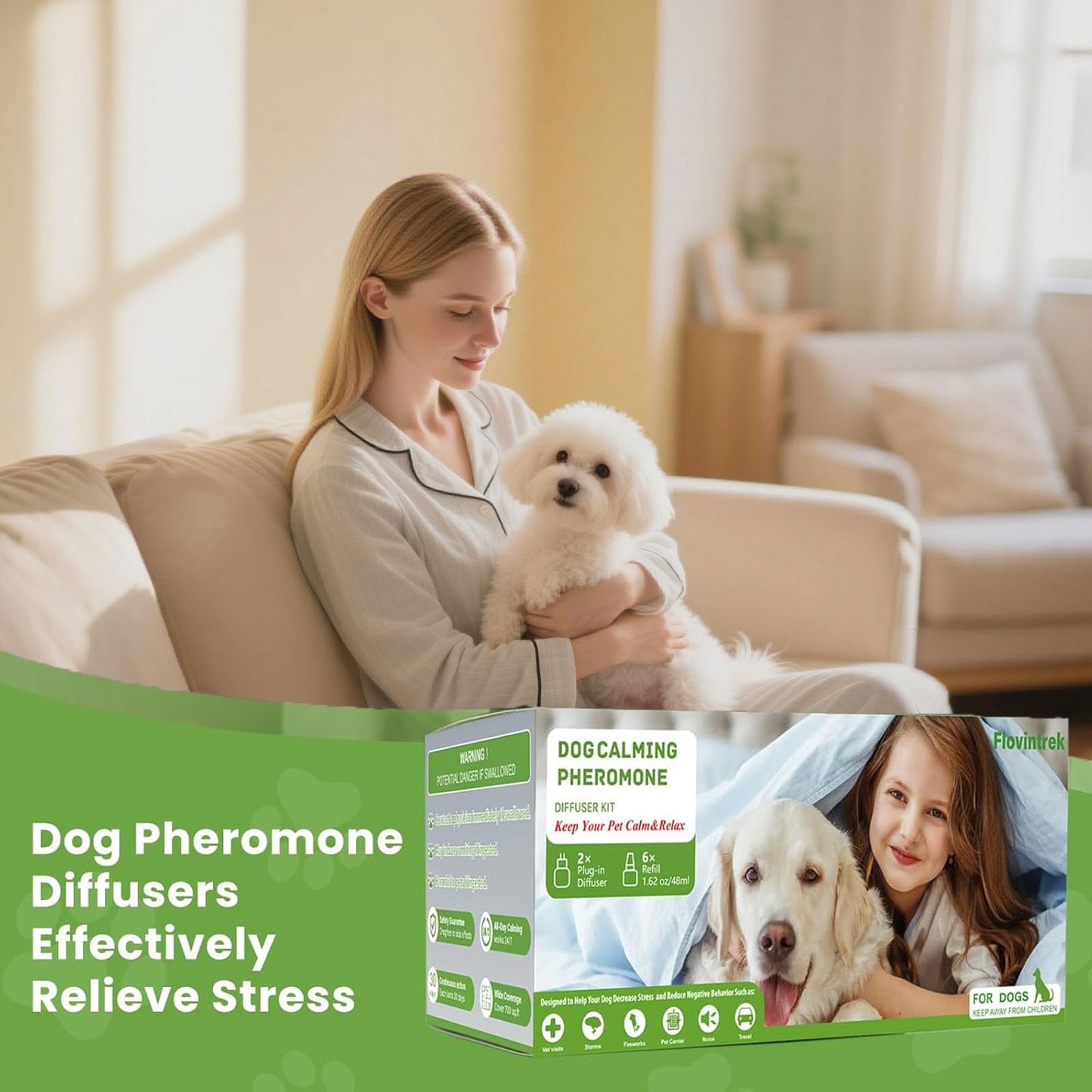 Dog Calming Diffuser Pro Kit - Pheromone Diffuser for Dogs to Reduce Anxiety, Barking, Aggression & Indoor Stress (2 Diffusers + 6 Refills