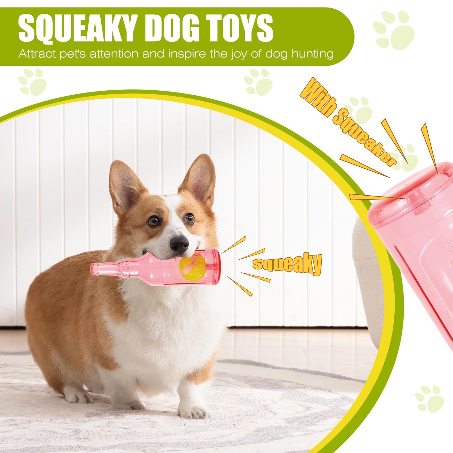 YOOGAO Pet Dog Toy, Dog Squeak Toy, Floating Dog Toy, Interactive Fetch Toy for Play and Training, Bottle Shape with Tennis Ball Inside (Set of Two Large)