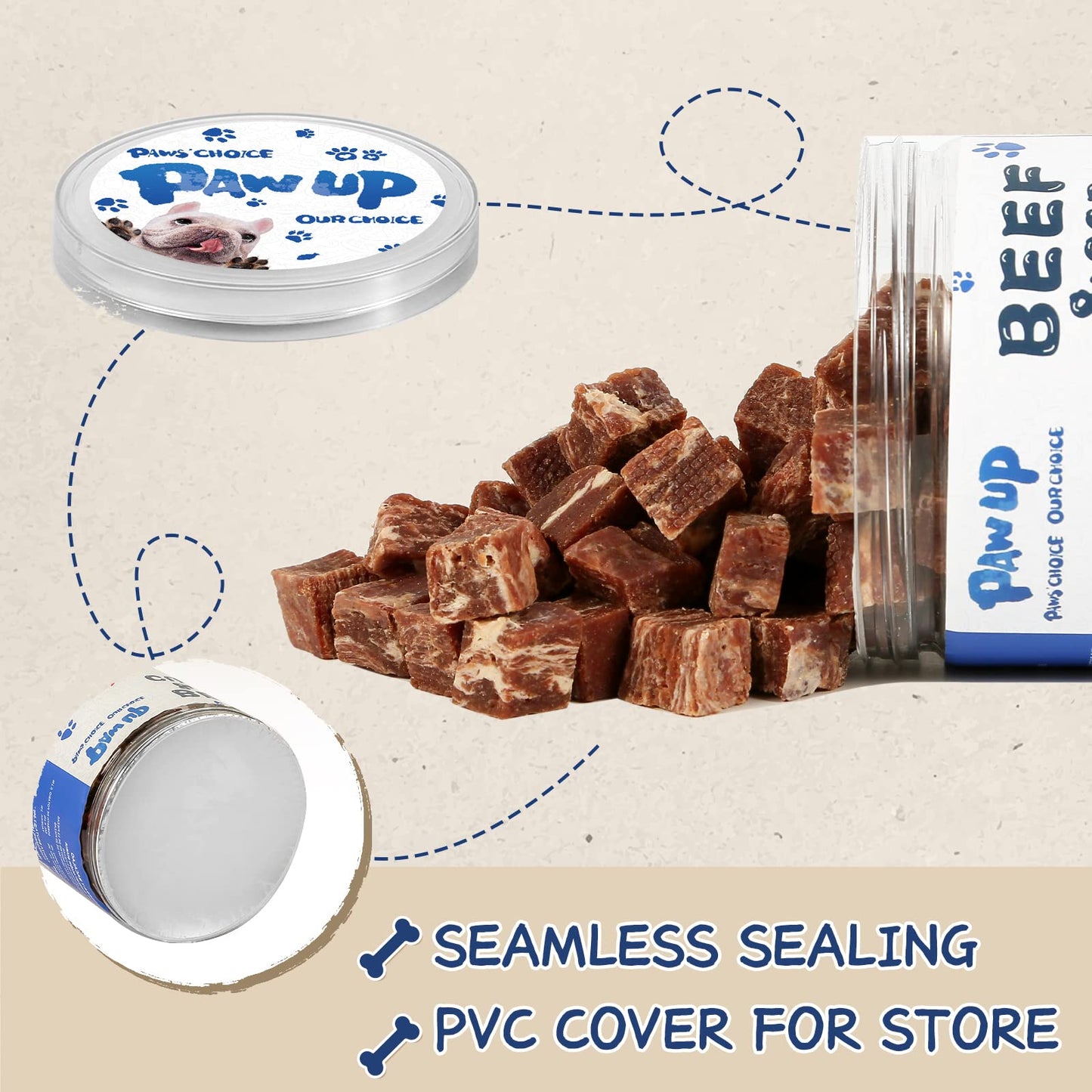 PAWUP Dog Treats Training Rewards, Beef Cod Cubes, 1% Taurine Added, 12.5 oz, Rawhide Free, Grain Free, Low Fat Dog Training Rewards and Snacks, No Additives