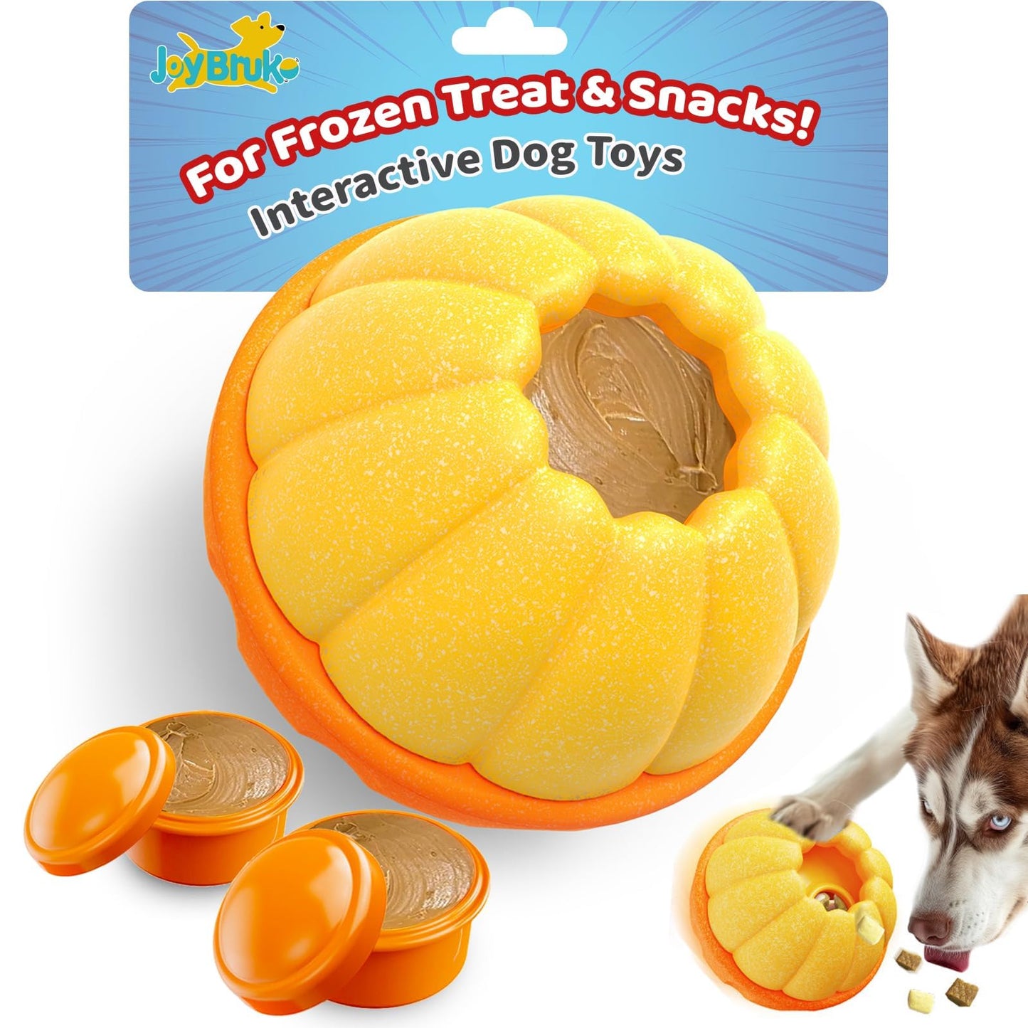 JoyBruko Interactive Dog Toys for Aggressive Chewers, /No Oil Needed/Smooth Screwing Frozen Treat Freezable Dog Puzzle Treat Dispensing Toy to Keep Them Busy for Small Medium Large Breeds