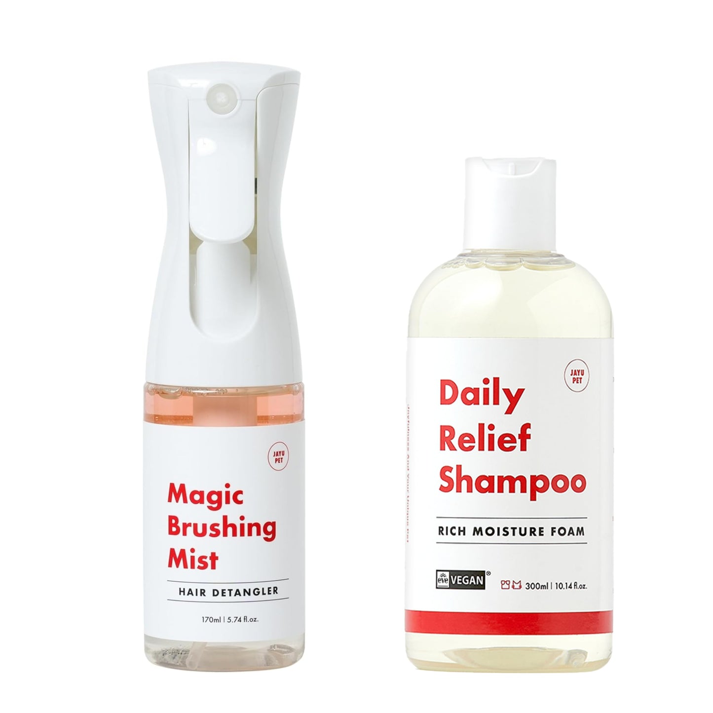 JAYU PET Grooming Essential Kit – Itch Relief Shampoo & Detangling Mist for Dogs, Hypoallergenic Grooming Set, Moisturizing, Deodorizing, Anti-Itch, Tangle-Free, Shiny Coat Care