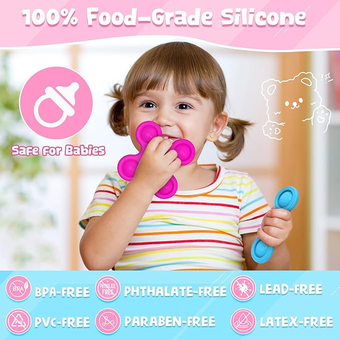Suction Spinner Toys for Babies Cute Animals Spinning Toys for Toddlers Travel Toys Sensory Toys Bath Toys for Babies 10-12 Months+ Gifts for Kids Suction Cup Toys (Classic Edition - Animals)