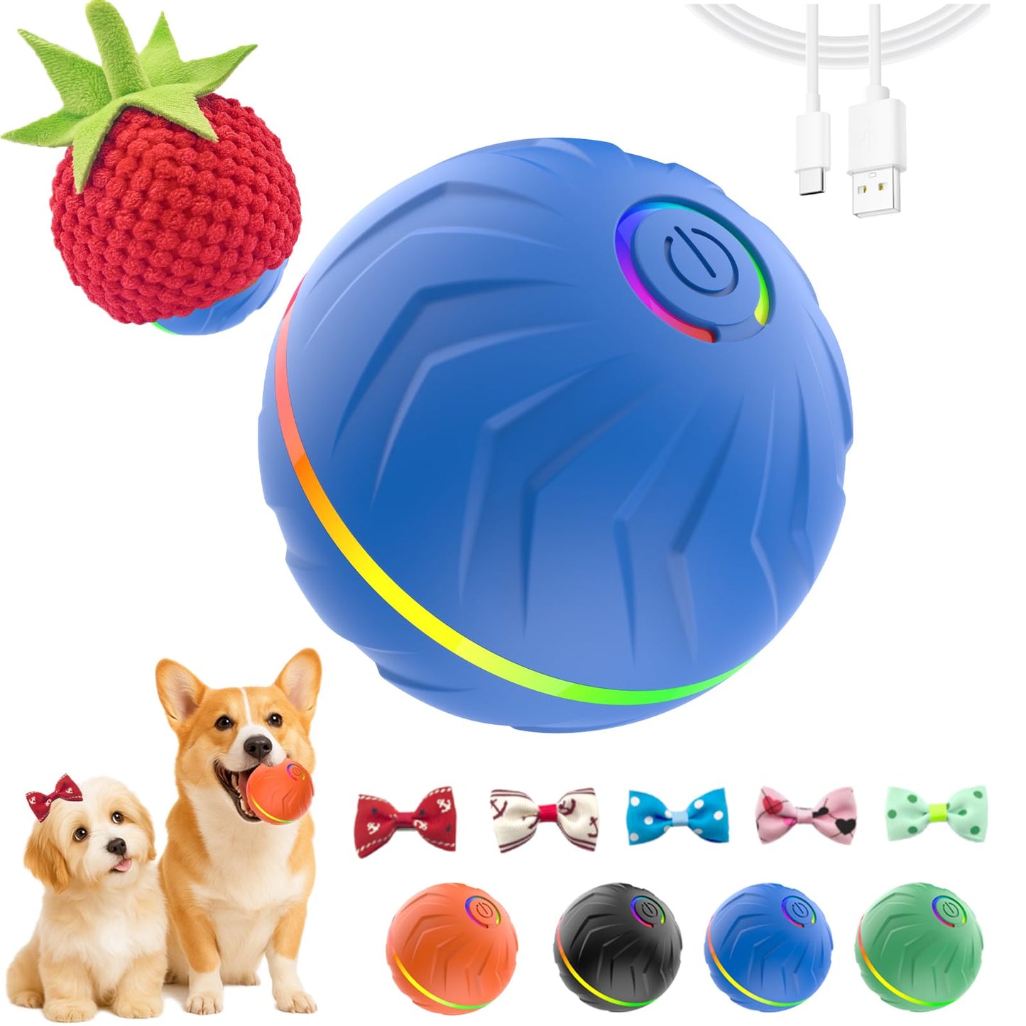 BABORUI Interactive Dog Ball Small, Interactive Puppy Toys to Keep Them Busy, Electric Rolling Ball Enrichment Toys for Small/Medium/Puppy (Small Orange)