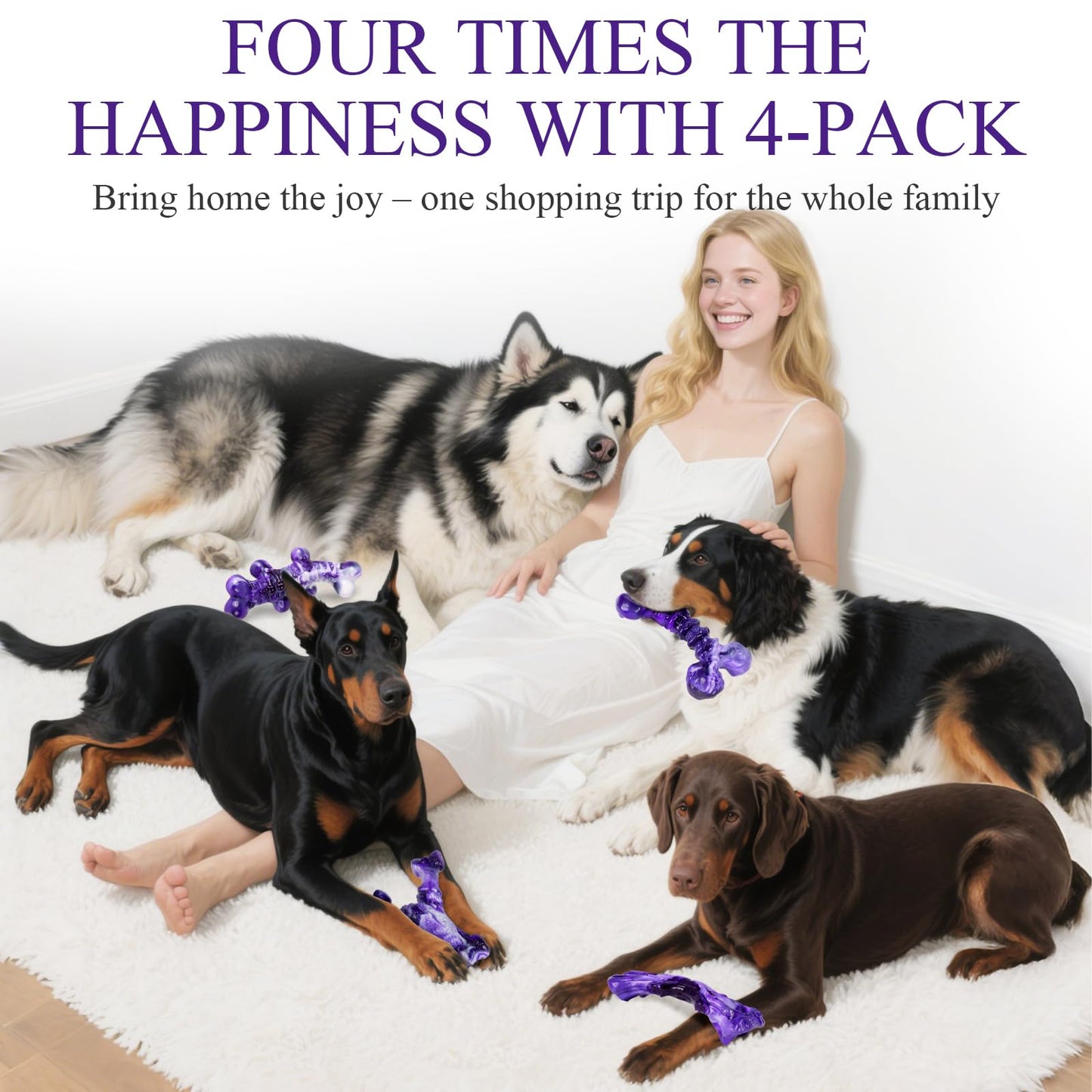 KSEROO X 4-Pack Indestructible Chew Toys for Extra-Large Dogs - Aggressive Chewers, Durable Nylon Bone, Heavy Duty Long-Lasting Dog Toys for Large Breed & Strong Chewers