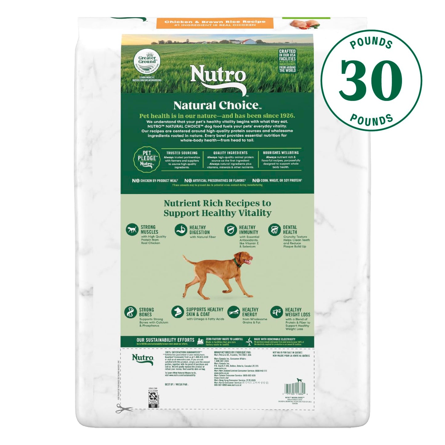 Nutro Natural Choice Adult Healthy Weight Dry Dog Food, Chicken and Brown Rice, 30 lbs.