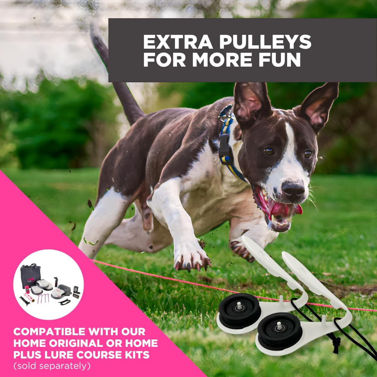 Swift Paws - Field Pulley Set - Expansion Accessory for Home Lure Course Kits Only - Add-On for Interactive Dog Chase Toy - Easy Line Installation - Expansion Pack of 2