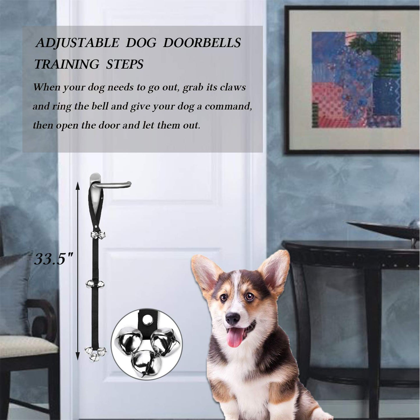 D-BUY 4-in-1 Dog Training Set, Puppy Training Treats- Dog Treat Training Pouch, Bark Control Whistle, Dog Doorbells, Dog Clicker, Ideal Gift for First Time Pet Owners, Training Dog Owners (Gray)