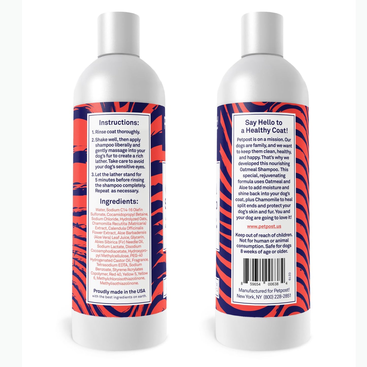 Petpost | Oatmeal & Chamomile Dog Shampoo. Soothes Dry, Sensitive Skin, Moisturizes & Softens Coat with Aloe & Yucca. 16 oz