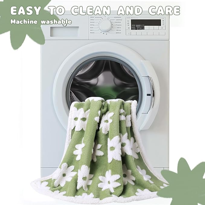 Luciphia Waterproof Pet Blanket for Medium Large Dogs Washable Fluffy Thick Jacquard Shag Fleece Warm Sherpa 3D Textured Flower Print for Cats Puppy Couch Protection (Green,57x40 inches)