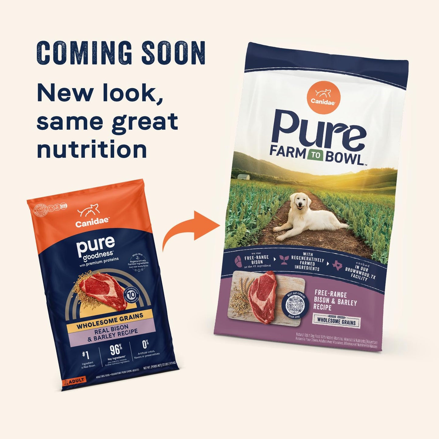 CANIDAE Pure Limited Ingredient Premium Adult Dry Dog Food, Real Bison & Barley Recipe, 4 lbs, with Wholesome Grains