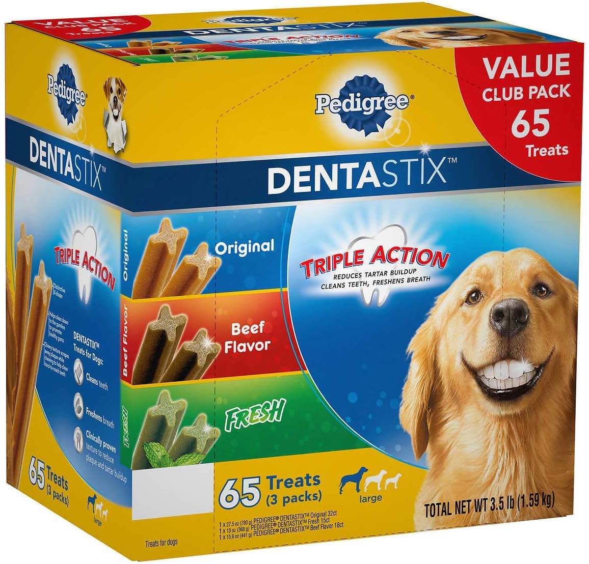 Pedigree Dentastix 65 Piece Variety Pack, 3.5 Pound