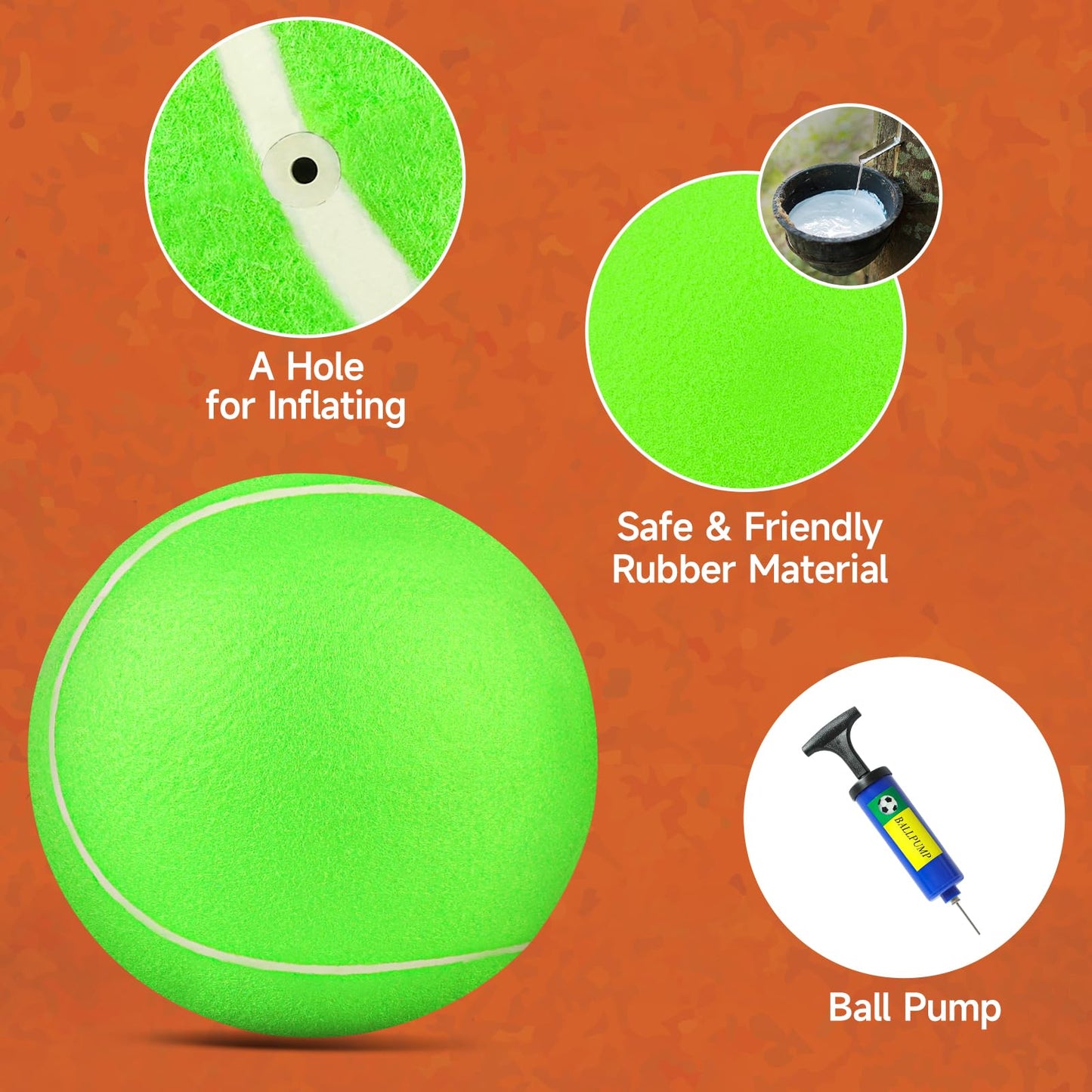 QDAN Giant Large Tennis Ball for Dogs: 9.5" Big Balls for Dogs for Outdoor Play, Big Tennis Ball Dog Toy for Small Medium Large Dog, Green