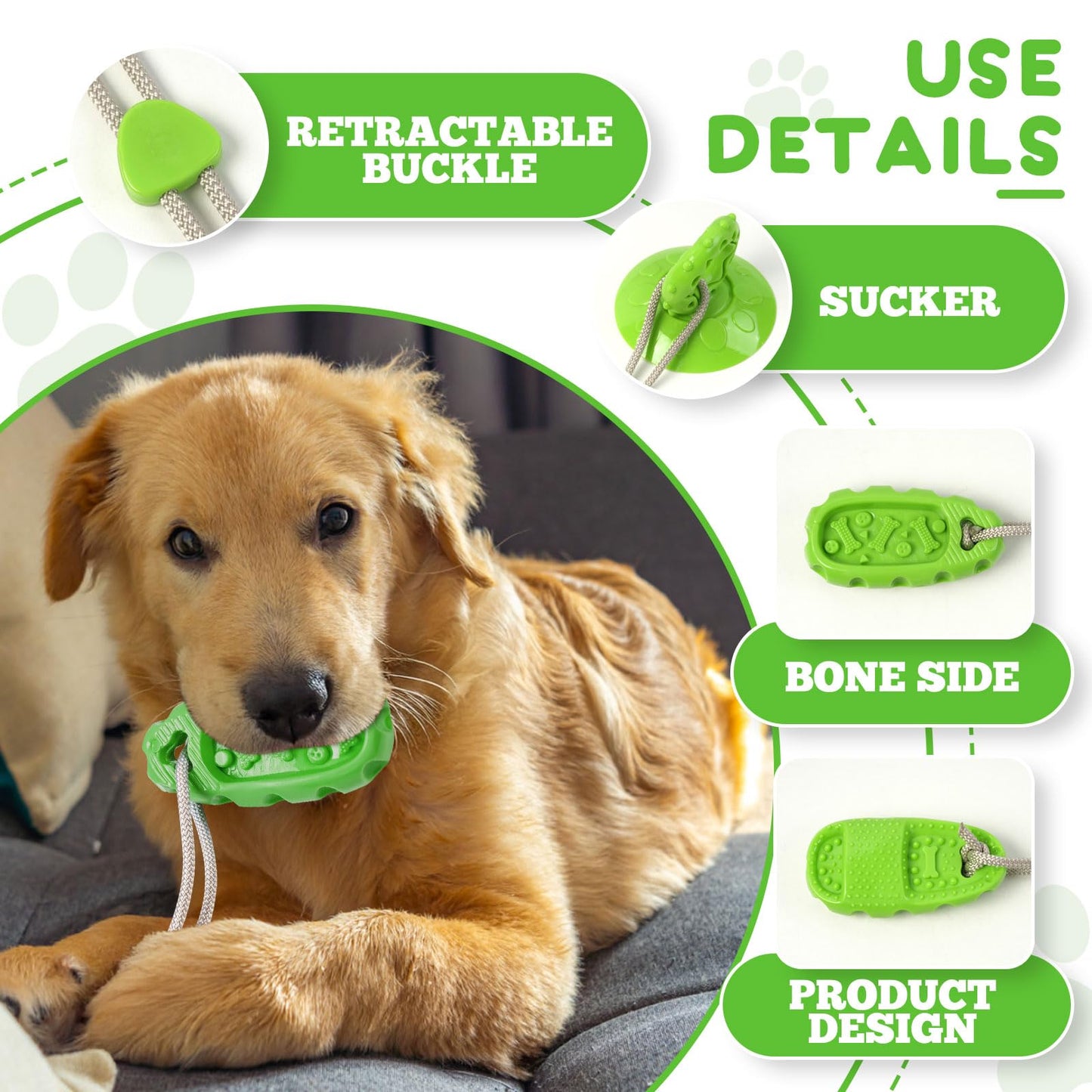 Jieffifa Dog Chew Toy for Aggressive Chewers, Indestructible TPR Rubber Chew Toy with Suction Cup, Puppy Teething Toys for Dental Health, Food Dispensing Interactivefor (Green)