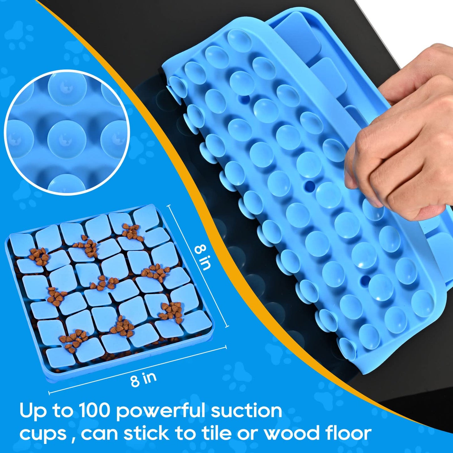 OurMiao Silicone Snuffle Mat for Dogs, Slow Feeder Lick Mat with Suction Cups, Dog Puzzle Feeder Toys for Smell Training & Slow Eating (Blue)