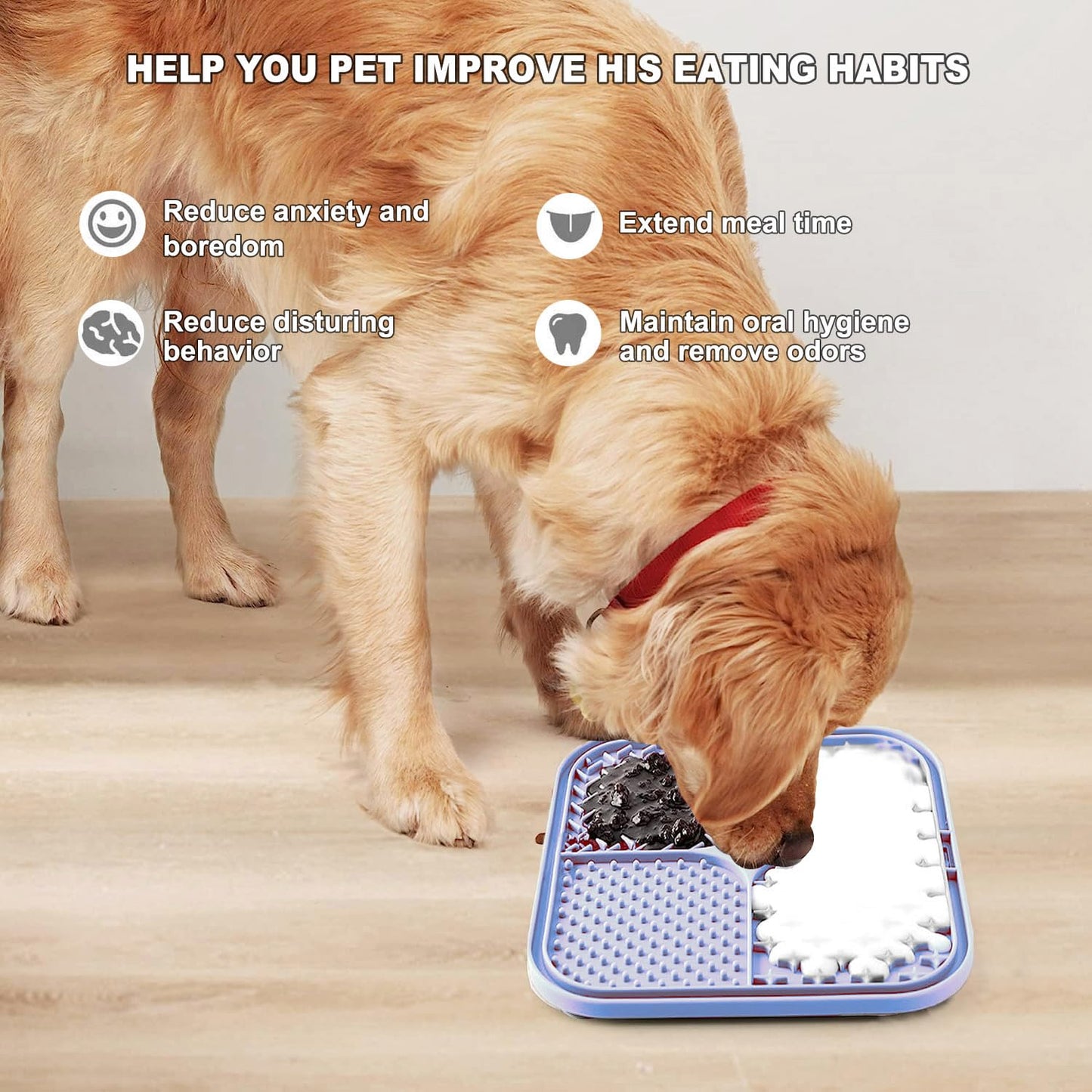 Azyh Licking Mat for Dogs & Cats 2 Pack, Slow Feeder Lick Pat for Large Dogs and Puppies, Anxiety Relief Dog Toys Feeding Mat for Butter Yogurt Peanut, Pets Bathing Grooming Training Mat (9.9'' × 6'')
