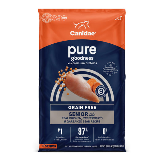 Canidae Pure Limited Ingredient Premium Dry Dog Food for Seniors, Real Chicken, Sweet Potato & Garbanzo Bean Recipe, 22 lbs, Grain Free