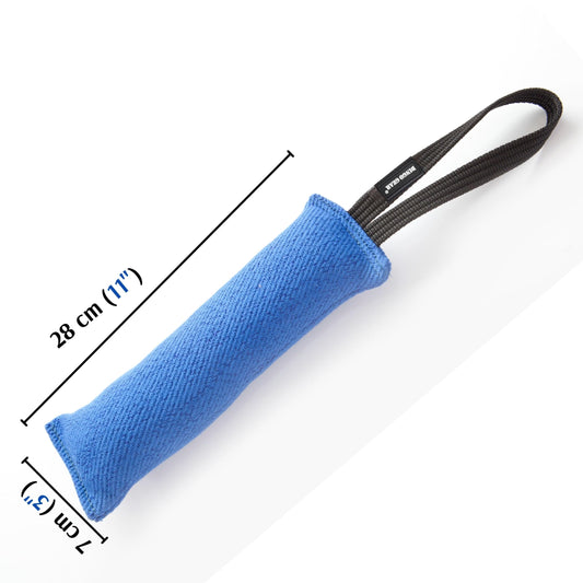 Dingo Gear French Linen tug Toy for Dog, Bumper Toy for Training, Agility, tug of war, bite Pillow for Strong Dog, 1handle 11in Blue S00061