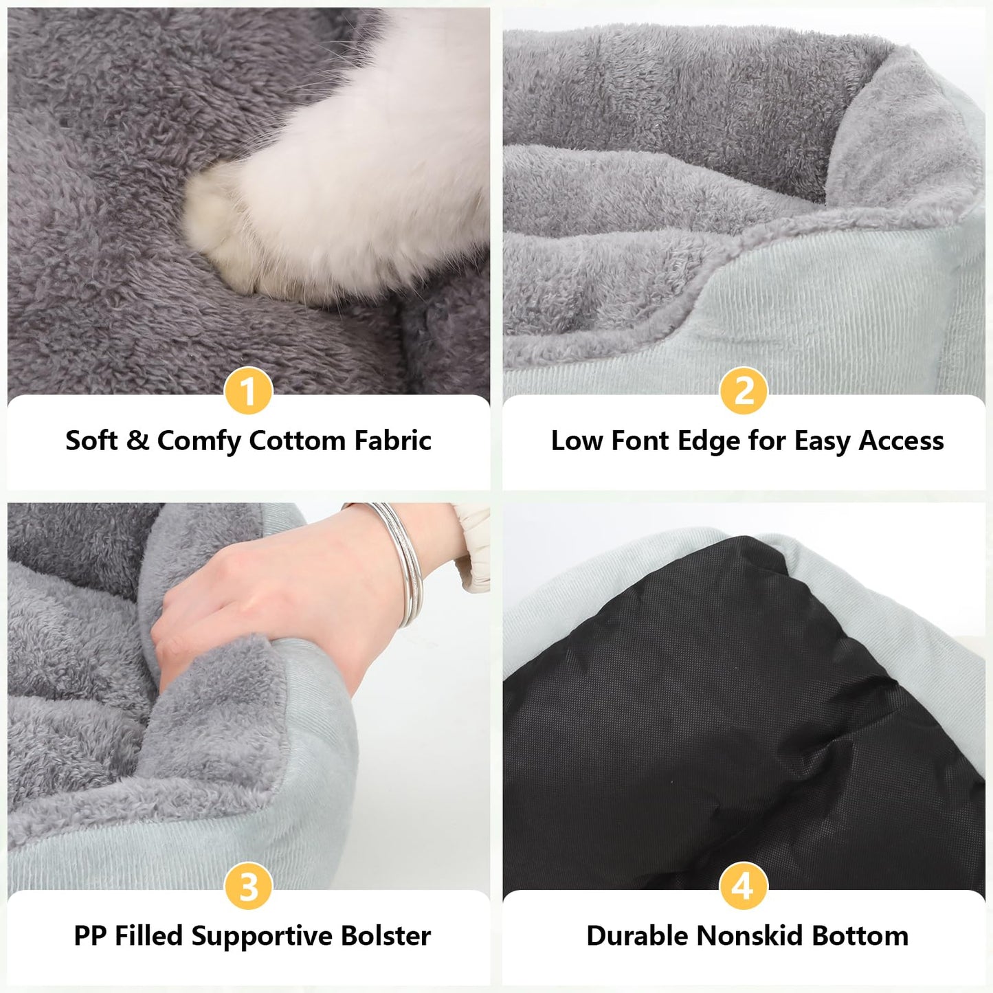 HUYBACK Calming Dog Bed for Medium Dogs 24in Orthopedic Dog Sofa Bed urable Washable Pet Bed Anti-Slip Bottom Fits up to 38 lbs Pets, m dark gray