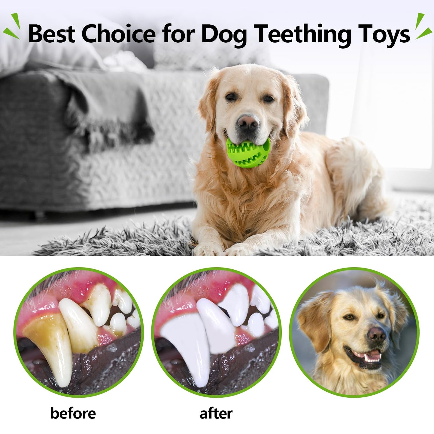 Bojafa Puppy Chew Toys for Teething: Durable Rubber Dog Toys for Boredom - Treat-Dispensing Balls for Small Breed Indoor Play (2pack)