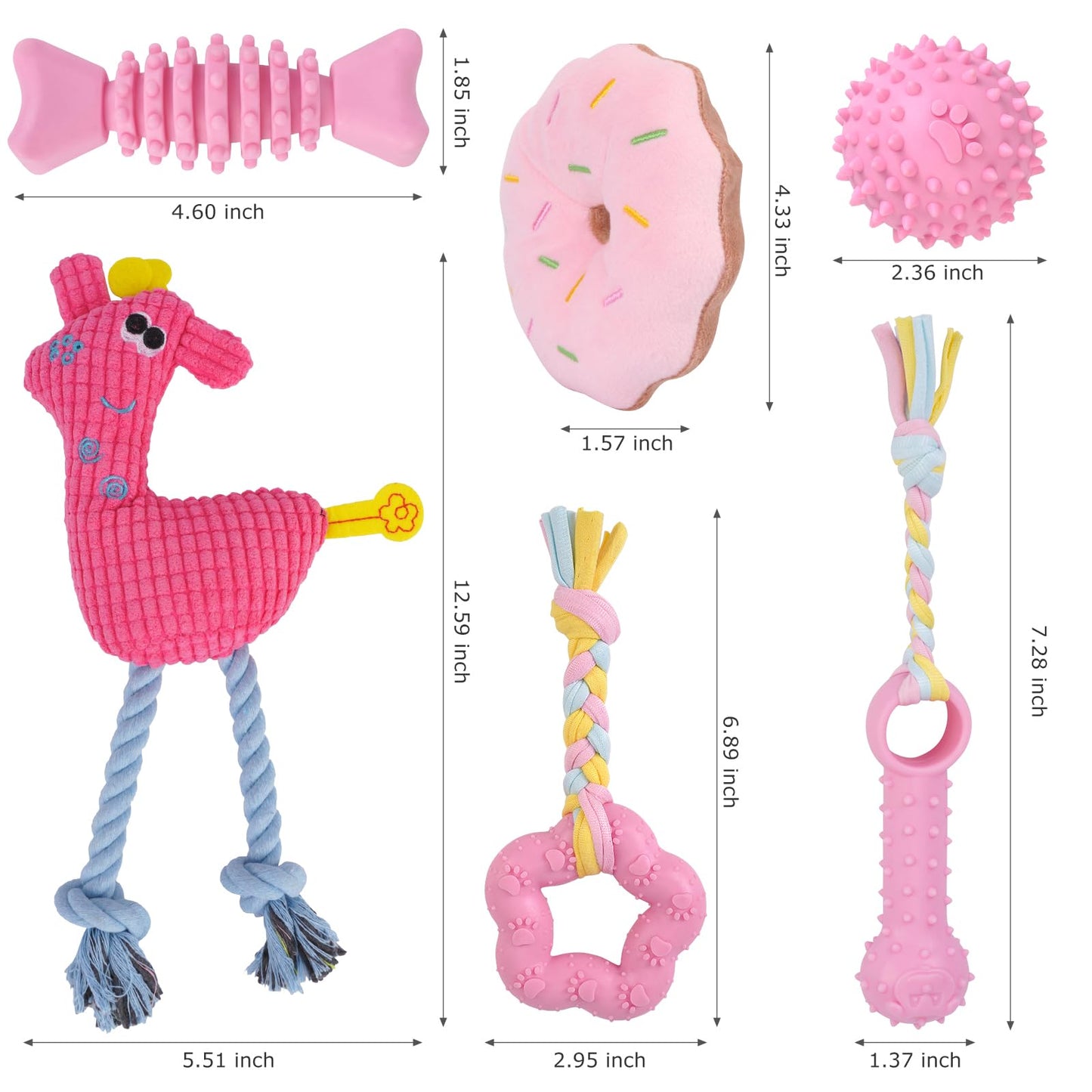 Puppy Toy for Teething Soft & Durable 6-pack Dog Chew Squeaky Toys for Small and Medium Dogs Suitable for 2-8 Months Puppies’ Teething Small Dog Teeth Cleaning and Oral Health Protection (6 pack pink)