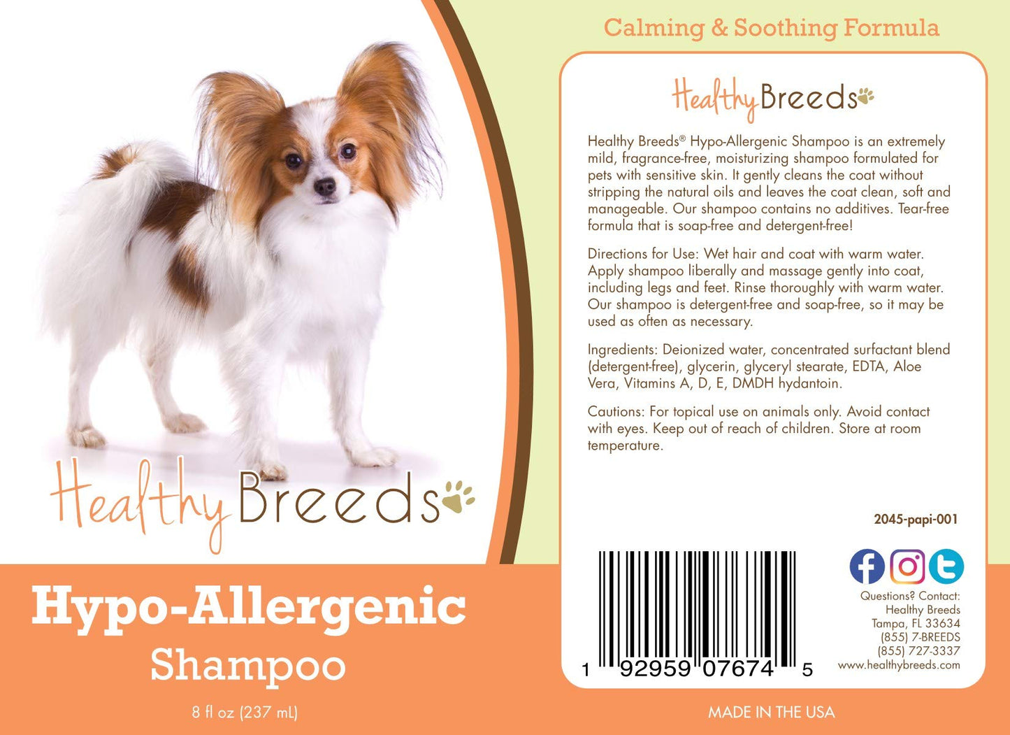 Healthy Breeds Papillon Hypo-Allergenic Shampoo 8 oz