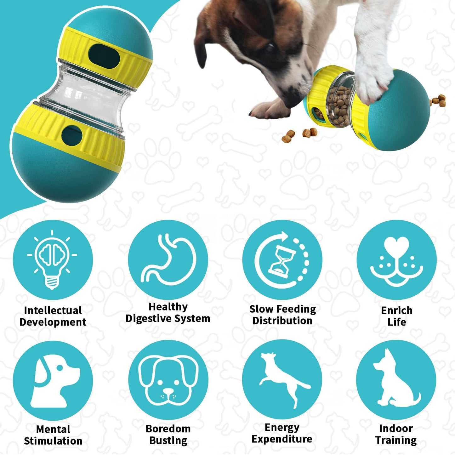 COSOWO Slow Feeder Dog Toy, Interactive Treat Dispenser & Puzzle Ball for Fast Eaters, Mental Stimulation, Boredom Relief, Food-Grade ABS, Adjustable Difficulty for Small & Large Dogs, Green