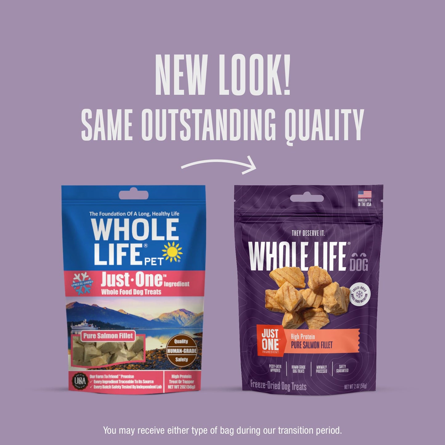 Whole Life Dog Just One Salmon Freeze Dried Dog Treats - Human Grade High Protein Food, Healthy Training Snacks, Freeze Dried Salmon Food Toppers, USA Made Natural Treats - 2 oz (Value Pack of 1)