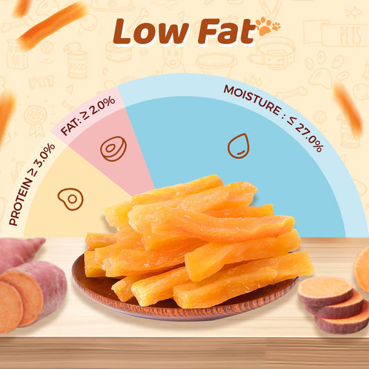 Sweet Potato Dog Treats for Small Medium & Large Dogs, Single Ingredient Healthy Natural Low Fat Dog Chews, Vegan Soft Puppy Training Snacks, Grain Free Rawhide Free Gluten Free, 10.58oz