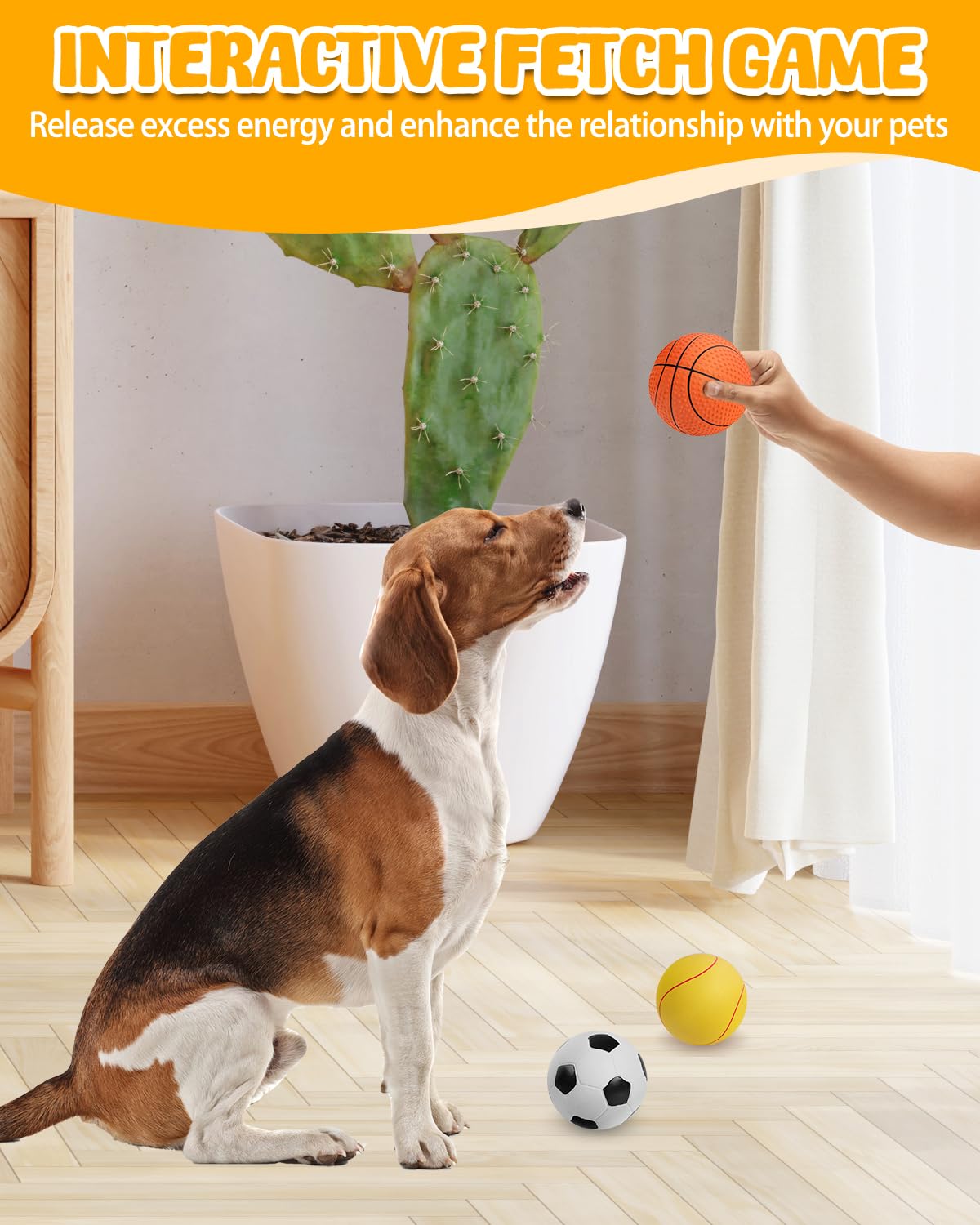 SCHITEC Squeaky Dog Toy Balls, [8 Pack] Latex Rubber Squeak Toys, 3'' Interactive Fetch Pet Ball for Medium Breed Dogs