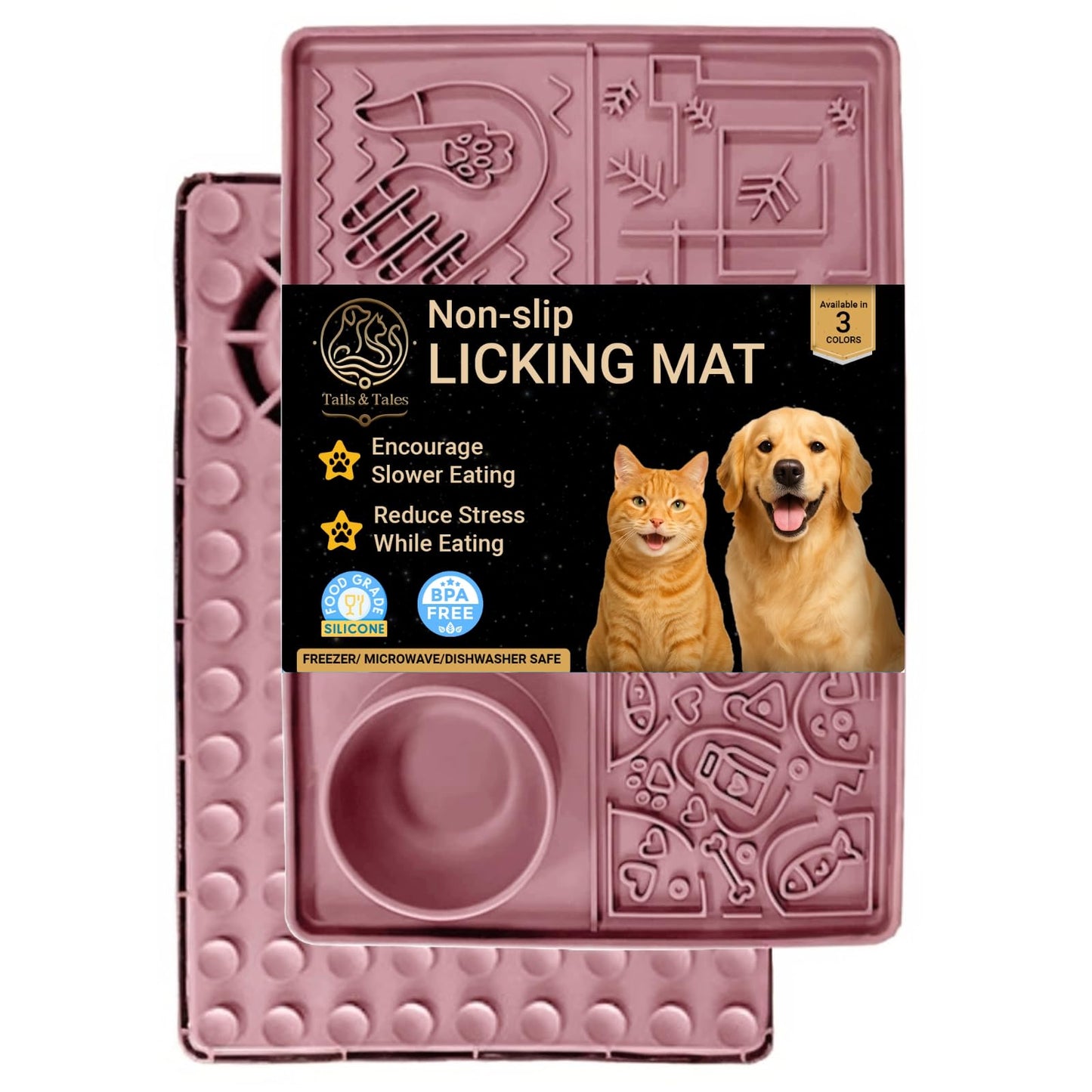 Tails & Tales Pet Licking Mat, Large Size with Non-Slip Suction Cups, Dog & Cat Slow Feeder for Anxiety Relief, Grooming Bathing Training Mat for Peanut Butter & Yogurt