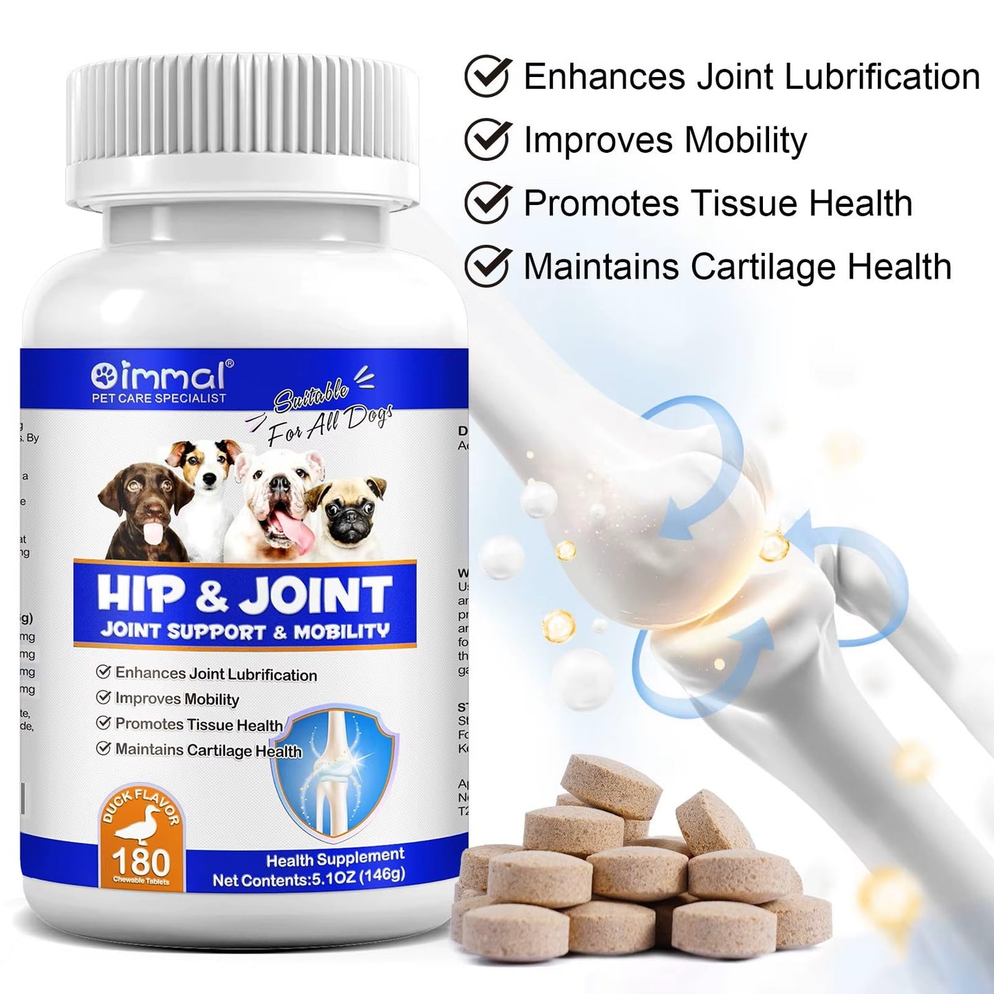 Hyalogic Pro Advanced HyaFlex for Dogs – Amazing Joint Support Supplement for Your Buddy – 30 Beef Flavored Wafers - Dog Joint Supplement w/Hyaluronic Acid, Glucosamine, MSM & Cynatine (30 Tablets)