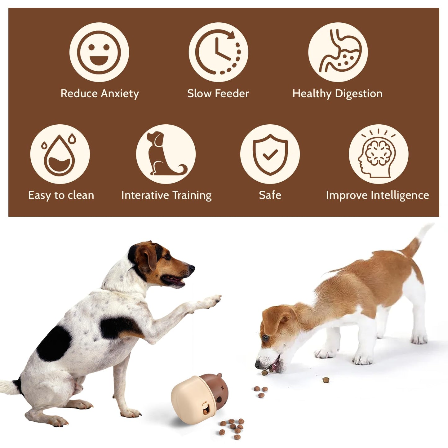 Silicone Dog Slow Feeder Toy - Interactive Puzzle Feeder & Food Dispenser for Small & Large Dogs - Enrichment Toys for Mental Stimulation - Fun Puppy Chew Toys & Cat Treat Dispenser to Keep Pets Busy