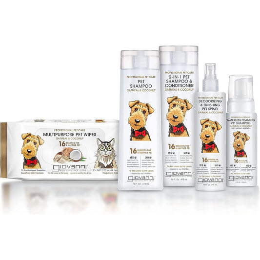 GIOVANNI Professional 2-in-1 Pet Shampoo & Conditioner - for Dogs & Cats, Oatmeal & Coconut, Helps Neutralize Odors, Deeply Cleanses, Silkens, Controls Static - 16 oz